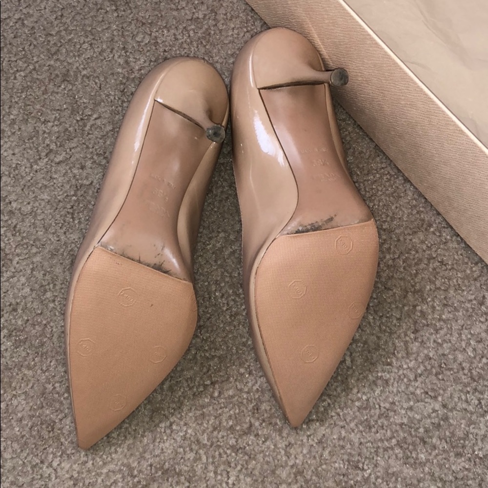 Prada Nude Patent Leather Pointed-Toe Pumps - Picture 10 of 11